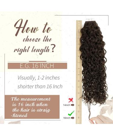 Runature Remy Tape In Hair Extensions - Brown Curly Invisible 14 Inch (35cm) Real Hair - 20 Pieces | 50g TP#4-NW - Buy Online on GoSupps.com