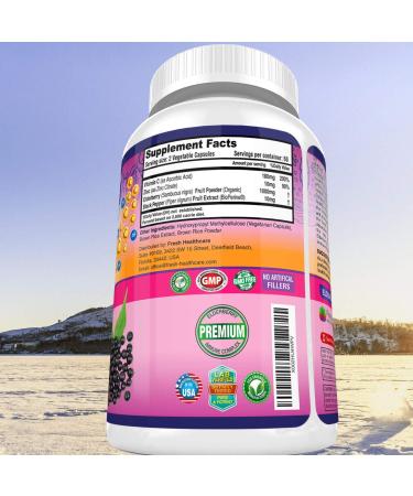Premium Elderberry Capsules with Zinc, Vitamin C & Bioperine - 120 Vegan Sambucus Pills for Triple Immune Support - Buy Online on GoSupps.com