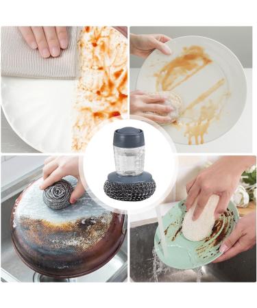 Soap Dispensing Dish Brush - Push Dispensing Dish Soap Scrubber Brush | Multifunctional Ergonomic Steel Scrubber Kitchen Cleaning Brush or Dishes Pot Pan Kitchen - Buy Online on GoSupps.com