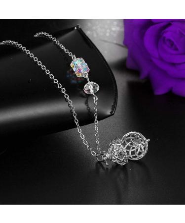 Essential Oil Diffuser Necklace Gold Plated Aromatherapy Diffuser Locket Pendant Necklace Jewellery Set for Women 1 Volcanic Stone+ 5 Random Colors Refill Hairball Mesh - Silver Durable and Practical Useful - Buy Online on GoSupps.com