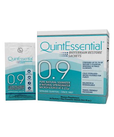 QuintEssential 0.9 - Keto Liquid Mineral Electrolyte Supplement with Trace Mineral Replenishment, Sea Water Minerals Hydration Drink to Support Detox, Relaxation (30 Sachets) 30 Count (Pack of 1)