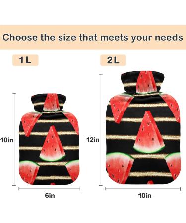Naanle Watermelon Stripes Heat Bottle 1L with Cover | Transparent Hot Water Bottle for Bed Hand & Foot Warmer | Pain Relief & Cold Therapy - Buy Online on GoSupps.com