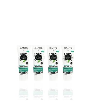 SANTE Toothpaste Mint (4 x 75 ml) pleasantly light peppermint flavor organic toothpaste vegan fluoride-free natural cosmetics
