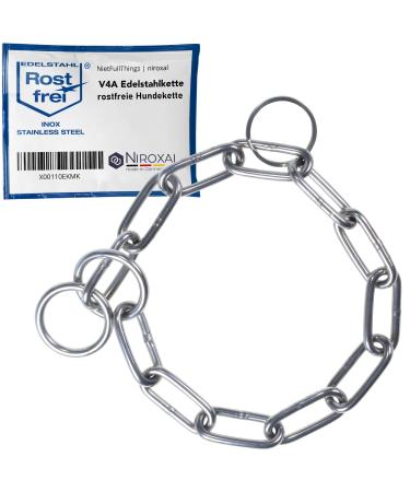 Rustproof chainstab with a train stop to dog training - dog collar made of stainless steel - long -tank 4mm thick - length 58cm dog hinge chain with traction limitation Total length: 58 cm thick: 4 mm