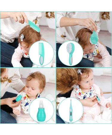 Lictin Baby Grooming Kit - 10PCS Newborn Care Set in Mint Green | Portable Safety Cutter, Nail Kit & Health Essentials for Baby | Nursing and Grooming Supplies - 12 Count - Buy Online on GoSupps.com