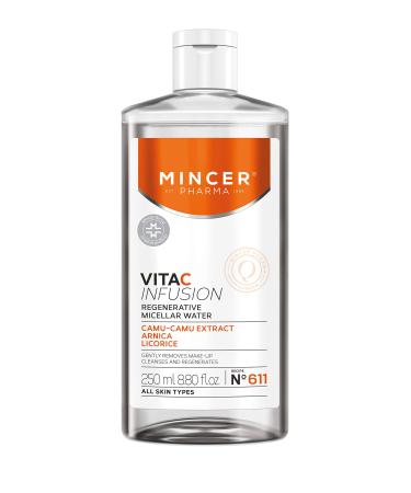 Mincer pharmaceutical vita c infusion of regenerating micellar water make-up remover for all skin types with Camu-Camu extract arnica and licorice 250 ml