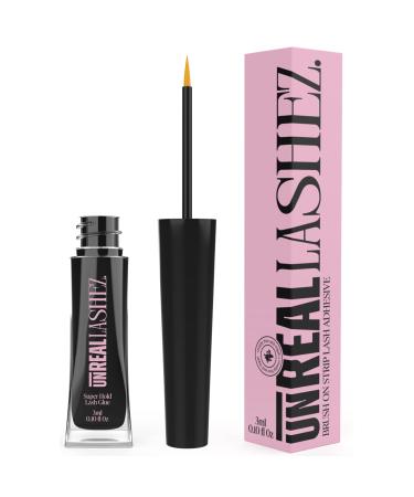 Unreal Lashez - Super Strong Hold Strip Lash Glue - Eye Lash Glue with Precision Brush Applicator - Hypoallergenic  Waterproof Formula - Eyelash Glue Clear Drying