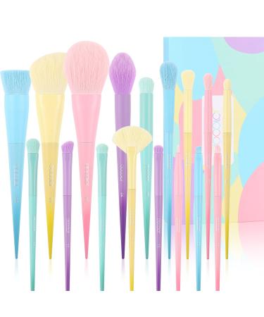 Docolor Makeup Brushes 17 Pcs Colourful Makeup Brush Set Premium Gift Synthetic Kabuki Foundation Blending Face Powder Blush Concealers Eyeshadow Rainbow Make Up Brush Set - Dream of Color 17 Piece