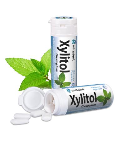 6x Miradent Xylitol Chewing Gum Dental Care Chewing Gum 30 Pieces Tin Peppermint (6x30g)