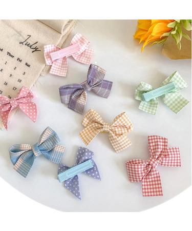 Baby Hair Bows Clips 2 PCS Set - Purple/Blue Grey Checkered Hair Ribbon for Girls | Non-Slip Infant Hair Accessories for Toddler Kids - Buy Online on GoSupps.com