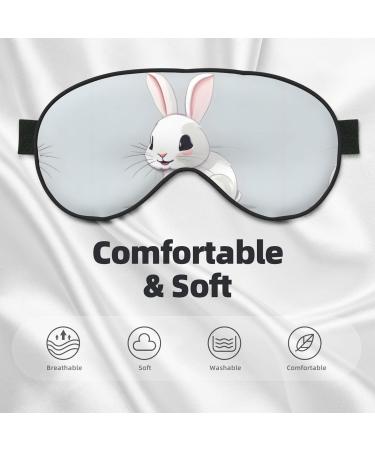 Shop Cute White Rabbit Print Unisex Sleeping Eye Mask | Soft Light-Blocking Comfort for Better Sleep - International Shipping - Buy Online on GoSupps.com