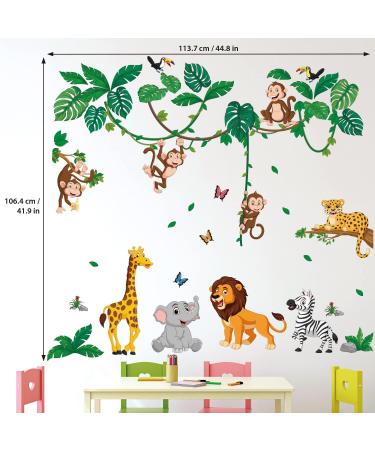 DECOWALL DSL-8069 Jungle Animals Cartoon Wall Stickers - Safari Decals for Nursery & Kids Room Wall Decor - Buy Online on GoSupps.com