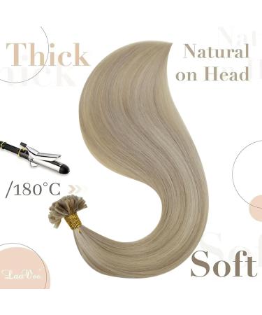 LAAVOO Bonding Extensions - Real Hair U Tips Hot Fusion 35cm Goldblond & Medium Blond Highlights - Keratin Bonded 1g/S 50g #16/22 - Buy Online on GoSupps.com