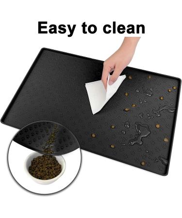 Moacc Feed Mats for Dogs & Cats - Slipproof Waterproof Silicone Pet Food Mat (60x40cm) with Black Paw Pattern - Buy Online on GoSupps.com