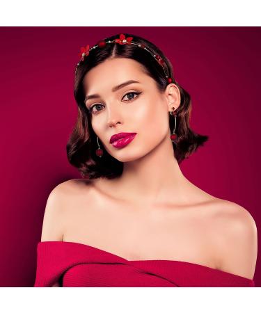 HINZIC Red Flower Crown & Earring Set - Bridal Rhinestone Pearl Headpiece for Wedding & Engagement - Buy Online on GoSupps.com