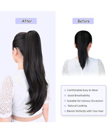 Ponytail Extension 24 Claw Clip Hair Extensions 24 Long Straight Synthetic Hairpiece for Women - Natural Black - Buy Online on GoSupps.com