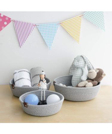 Goodpick 3-Pack Small Woven Storage Baskets - Grey | Ideal for Living Room, Bathroom, and Baby Toys | Gift Baskets for Home Organization - Buy Online on GoSupps.com
