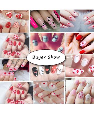 Valentines Day Nail Art Stickers - 3D Self-Adhesive Love Heart Lip Decals, Red Lip Series - 6 Sheets - Buy Online on GoSupps.com