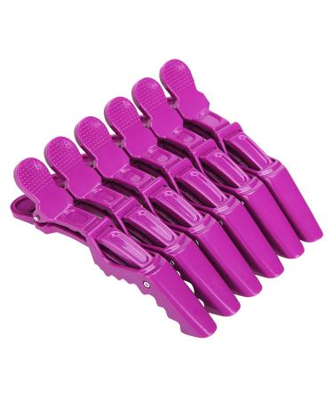 6 Peices Crocodile Hair Sectioning Clips Hairdressing Clips Professional Styling Hair Barrette Plastic Hair Clips for Women and Girls Salon Home Use (Purple)