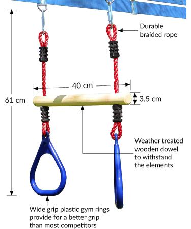 Lily's Things Trapeze Swing Bar with Gymnastic Rings - Ninja Warrior Accessories for Kids - Easy Attachment to Home Playground Equipment - Buy Online on GoSupps.com