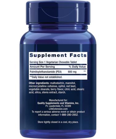 Life Extension PEA Discomfort Relief - 60 Chewable Tablets | Natural Pain Relief - Buy Online on GoSupps.com