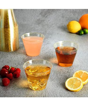 50 Pcs Gold Glitter Plastic Cups URMAGIC 9Oz Disposable Clear Plastic Cups Wedding Party Cups Disposable Wine Glasses Beverage Wine Glass Champagne Cocktail Cup for Halloween Thanksgiving Christmas - Buy Online on GoSupps.com