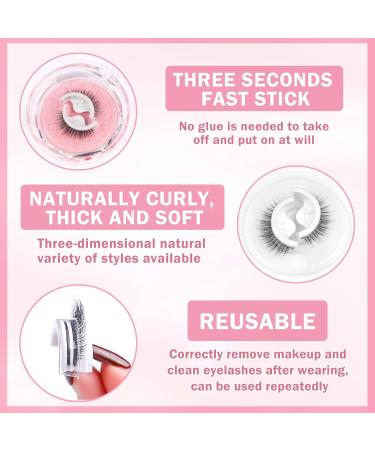 Buy NVLEPTAP Self Adhesive Eyelashes - Reusable Natural Look No Glue 10 Jelly Adhesive Strips - Pack of 3 Pairs for Effortless Beauty - Buy Online on GoSupps.com