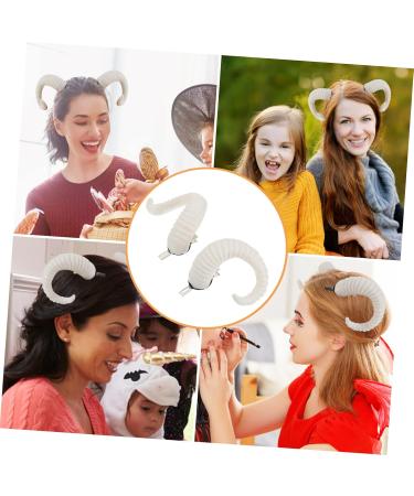 IWOWHERO Pair Ram Horns Cosplay Demon Horns Black Horns Horn Headpiece Ram Horns Headband Horn Headband Devil Horns Goat Horns Headbands Aritifical Sheep Cos Horns Makeup White Hair Women's - Buy Online on GoSupps.com