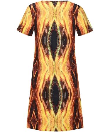 BOXIACEY Women's Geometric Print Casual Summer Dress - V Neck Short Sleeve T-Shirt Maternity Dress in Yellow (X-Large) - Buy Online on GoSupps.com
