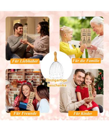 PHAVESAS Head Massager with 24 Fingers - Bamboo Handle Scalp Massager for Ultimate Relaxation - Buy Online on GoSupps.com