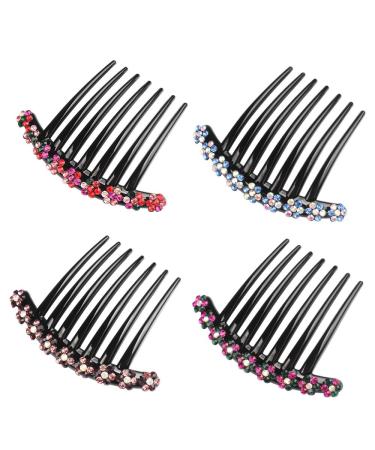 4PCS Rhinestone Hair Comb Plastic Teeth Hair side Combs non-slip comfortable Hair Clips Pins Claw Rhinestone Hair Accessories for Women Girls