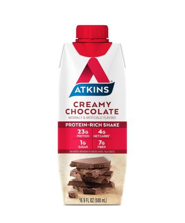 Atkins Meal Size Creamy Chocolate Protein-Rich Shake 16.9 Fl Oz (Pack of 12) - Keto-Friendly, Gluten Free, Protein-Packed - Buy Online on GoSupps.com