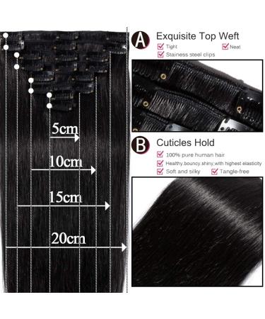 Buy Clip In Extensions - Real Remy Hair Thin 8 Wefts 18 Clips 55cm 75g - #1 Black - International Shipping Available - Buy Online on GoSupps.com