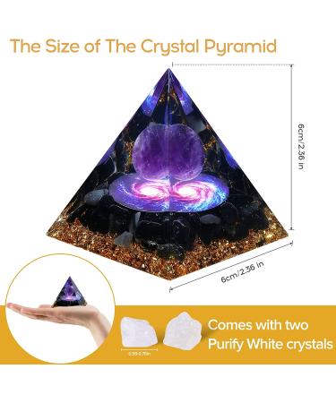 Hopeseed Orgone Pyramid - Amethyst & Obsidian Healing Crystal for Positive Energy, Stress Reduction, Chakra Reiki, and Meditation - Attracts Luck and Success - Buy Online on GoSupps.com