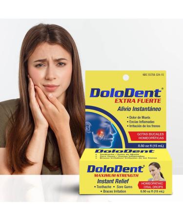 Dolodent Tooth Pain Relief Drops for Adults - Natural Oral Pain Relief for Toothaches, Sore Gums, Braces Irritation - 15 ml Anti-Inflammatory Dental Drops - Buy Online on GoSupps.com