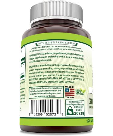Herbal Secrets Bilberry Extract 300 Mg | 4:1 Extract (3600 mg Equivalent) | Veggie Capsules | Non-GMO | Gluten-Free | Made in USA (120 Count) Unflavored - Buy Online on GoSupps.com
