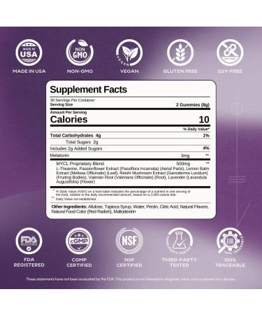 MYCL Dream Mushroom Gummies | 500mg Blend with Reishi Fruiting Body, L-Theanine, Valerian Root & Low-Dose Melatonin | Supports Deep Sleep & Stress Relief | Vegan, Organic, Gluten-Free | 30 Servings - Buy Online on GoSupps.com
