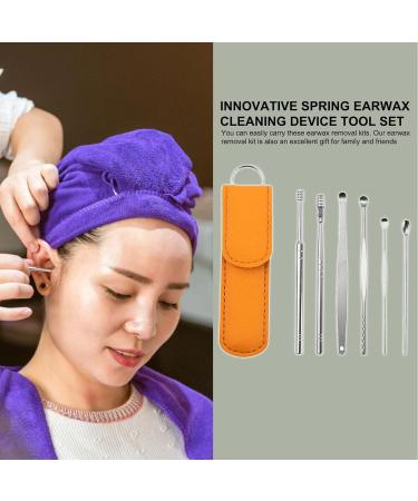 Qmisify Ear Wax Removal Tool - Stainless Steel Ear Cleaning Kit with PU Bag - Safe & Effective Adult Ear Wax Remover - Yellow - Buy Online on GoSupps.com