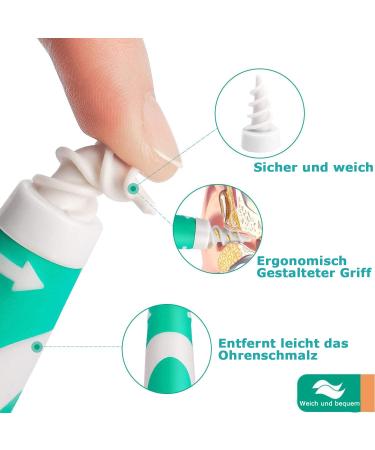 Btkviseqat Ear Wax Remover | Q Grips 360 Silicone Ear Cleaner Kit for Kids & Adults | 16 Safe Replacement Heads in Green - Buy Online on GoSupps.com