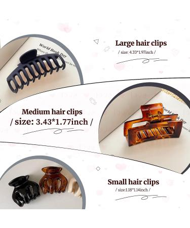 Cptots 5PCS Hair Claw Clips - Rectangle Tortoise Transparent Jaw Clips for Women and Girls - Fashion Hair Styling Accessories - 5 Colors - Buy Online on GoSupps.com
