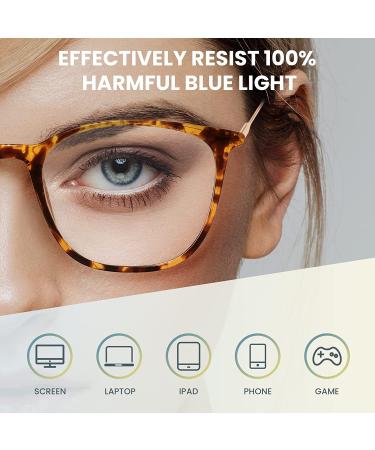 Gaoye Blue Light Blocking Glasses - Leopard Frame/Gold Temples | Computer Gaming Eye-glasses for Women Men | Anti UV Nerd Fashion Square Fake Eyewear Frames - Buy Online on GoSupps.com