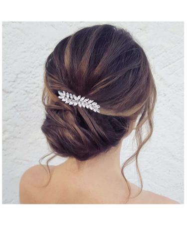 Yheakne Crystal Wedding Hair Clip Barrette Silver Rhinestone Hair Clip Clips Bling Bridal Headpiece Headpiece Crystal Hair Clip Shiny CZ Bridal Hair Accessories for Women and Girls (Silver) Gold Silver