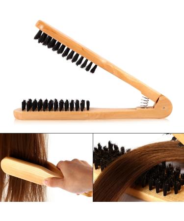 Professional V-Shaped Hair Straightener Clamp & Anti-Static Wooden Brush - Perfect for Home Hair Salon Use - Buy Online on GoSupps.com