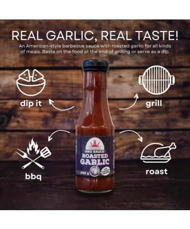 Poppamies Roasted Garlic BBQ Sauce - American Style Barbecue Sauce for all Type of Dishes - Ideal for Slow Food - Baste on the Food at the end of Grilling - 345g - Buy Online on GoSupps.com