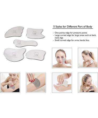Titanium Gua Sha Scraping Massage Tool Set for Physical Therapy - Reduce Muscle Pain, Myofascial Release, Scar Tissue Breaking - 5 Piece Set - Buy Online on GoSupps.com