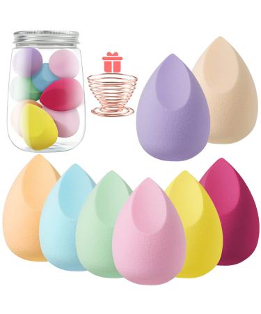 AUAUY 8 Pcs Makeup Sponge Blender Set Beauty Sponge Makeup Sponges for Foundation Multi-color Makeup Sponge Set With 1 holder 1 Storage Tank for Liquid Cream and Powder (Drop Cut Style) 8pcs Drop Cut Style - Buy Online on GoSupps.com