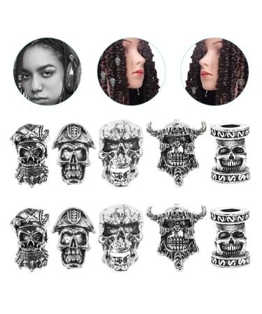 KALLORY Dreadlock Accessories - Viking Beard Beads, Skull & Antique Hair Beads - 10pcs - Buy Online on GoSupps.com