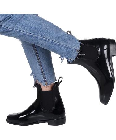 Evshine Women's Lightweight Chelsea Rain Boots - Size 9 Black | Waterproof Ankle Booties - Buy Online on GoSupps.com