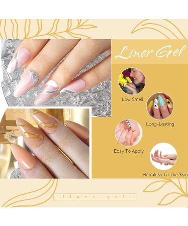 Rechoo Nail Art Gel Liner - Glitter Metallic Gold & Silver Paint for Swirl Nails - French Manicure Grey Gold - Buy Online on GoSupps.com