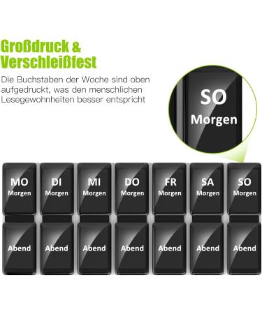 Shop Black 7-Day Pill Box - 2 Compartment Weekly Medication Organizer for Travel & Home - Buy Online on GoSupps.com